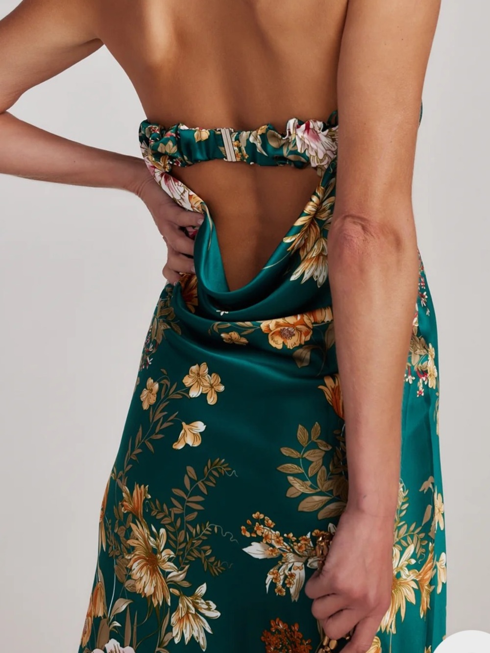 12th Tribe Teal Strapless Floral Maxi Dress - Picture 5 of 7